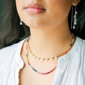 GORGEOUS Moonstone Drop Necklace Gold Bead Waterproof Gold Non Tarnish Necklace